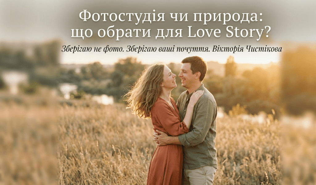 Фотостудія чи природа: що обрати для Love Story в Миколаєві Закохана пара під час фотосесії Love Story. Порівняння зйомки в студії та на природі від фотографа Вікторії Чистікової у Миколаєві
